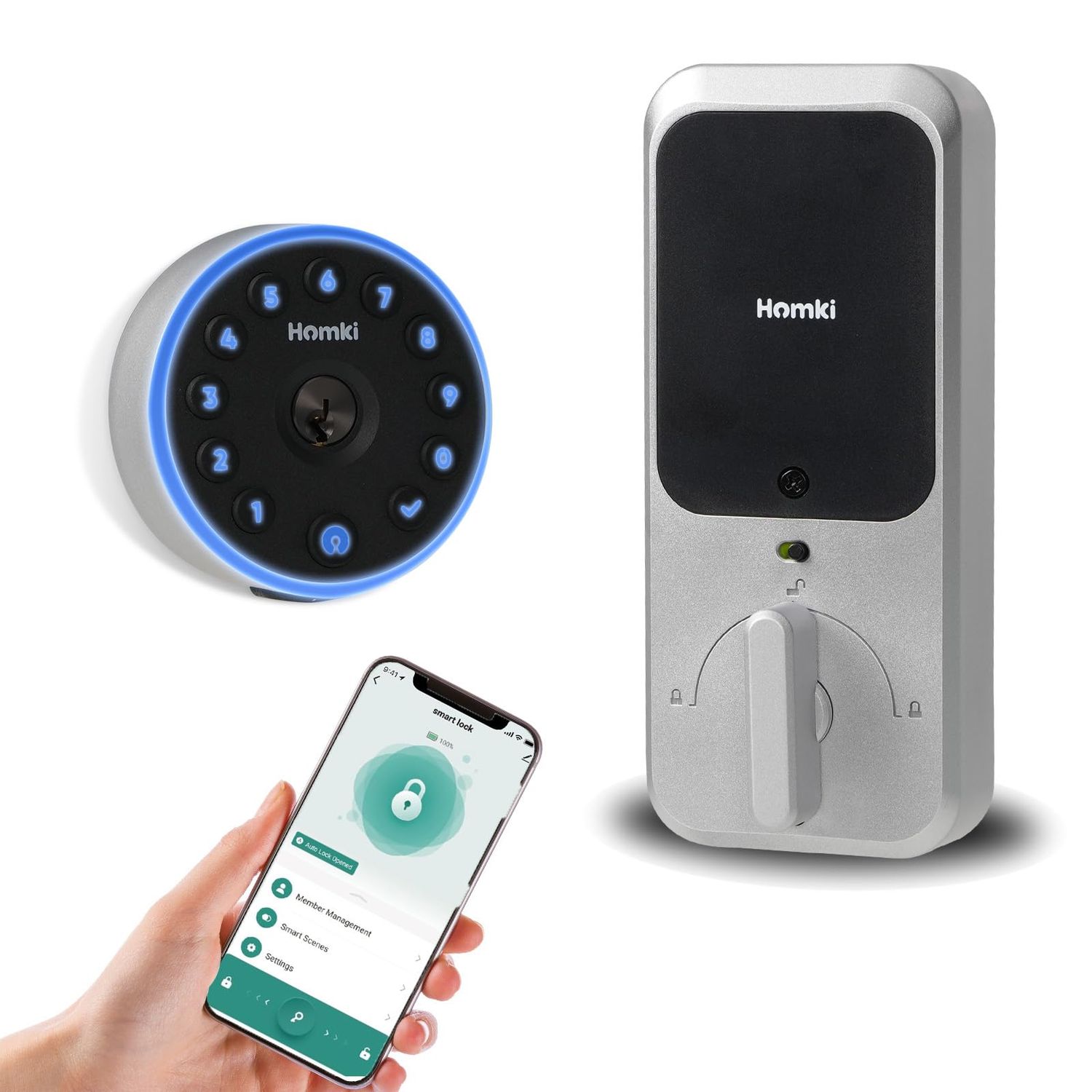 Keyless Entry Door Lock Deadbolt With Keypad, Smart Locks For Front Door, Electric For With 2keys&amp;App Control, Auto Lock