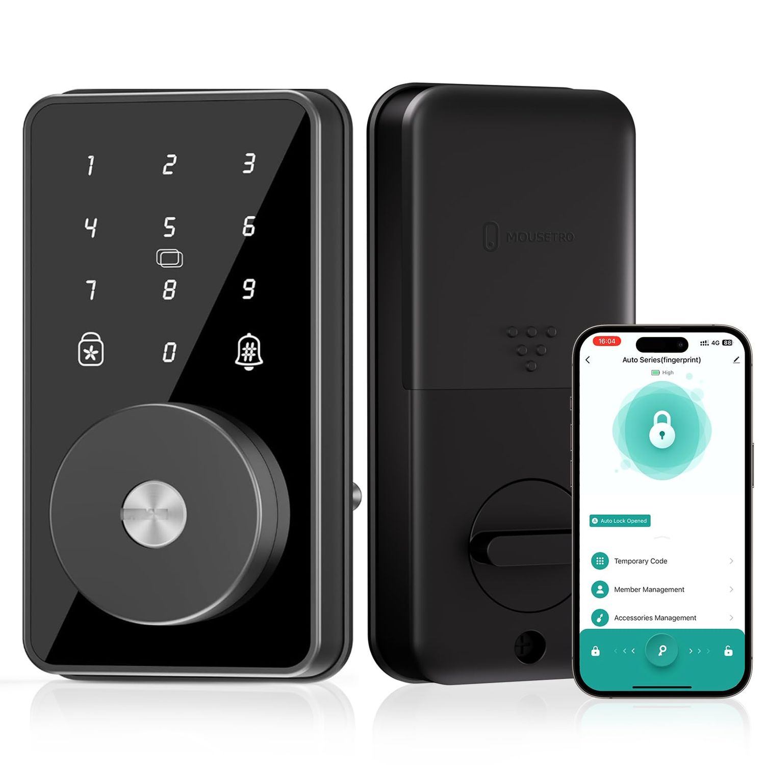 Smart Lock, 4-in-1 Keyless Entry Door Lock for Front Door, 6 Digital Code with Keypad, Bluetooth Deadbolt