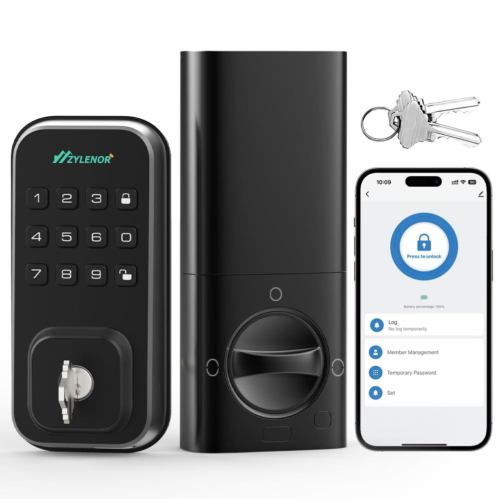 Keyless Entry Door Lock, Smart Lock for Front with Digital Keypad, Built-in WiFi Deadbolt, App Remote Control with Easy Installation