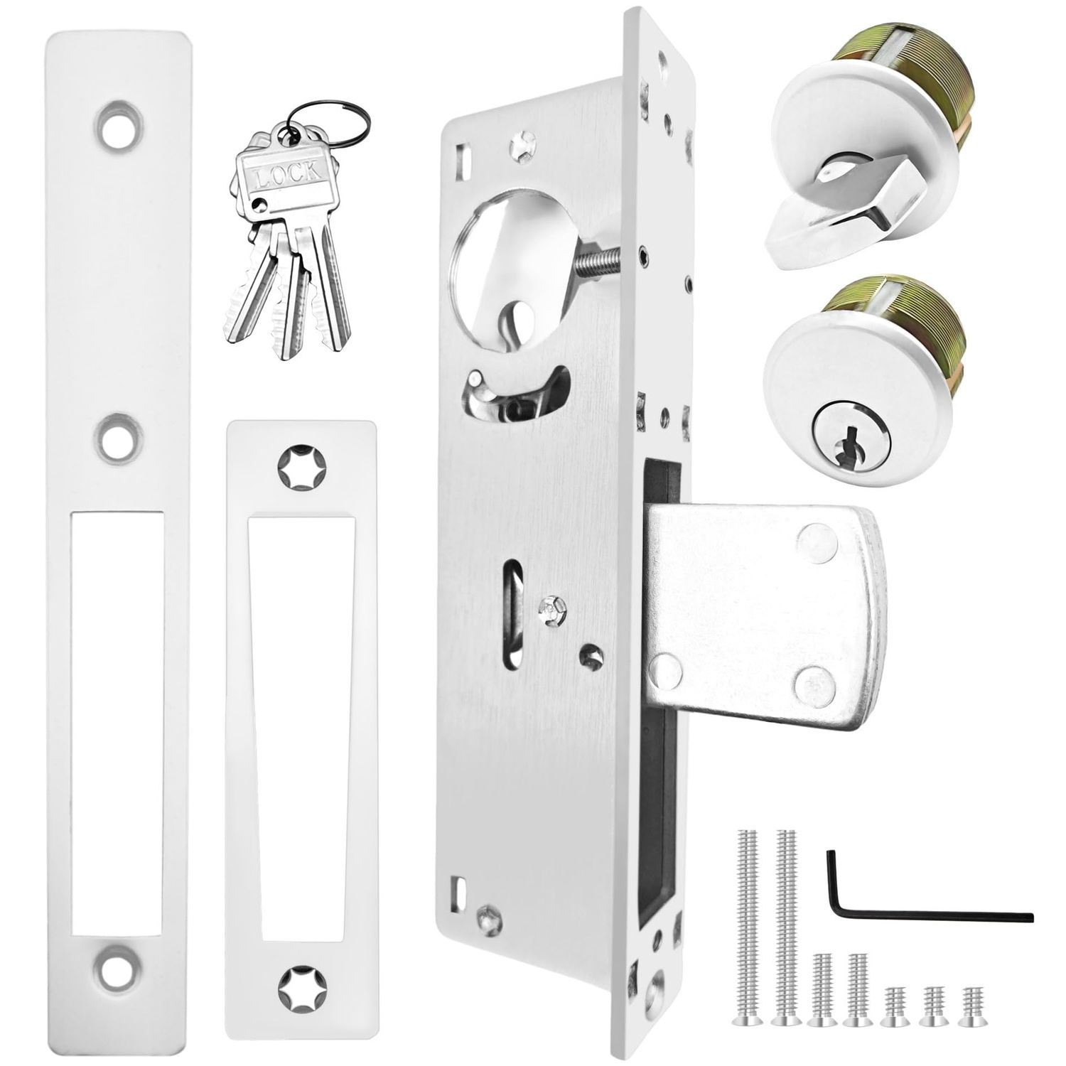 Storefront Door Mortise Lock Swing Deadbolt, Commercial Locks with Double Cylinder Lack Replacement Parts for Entry