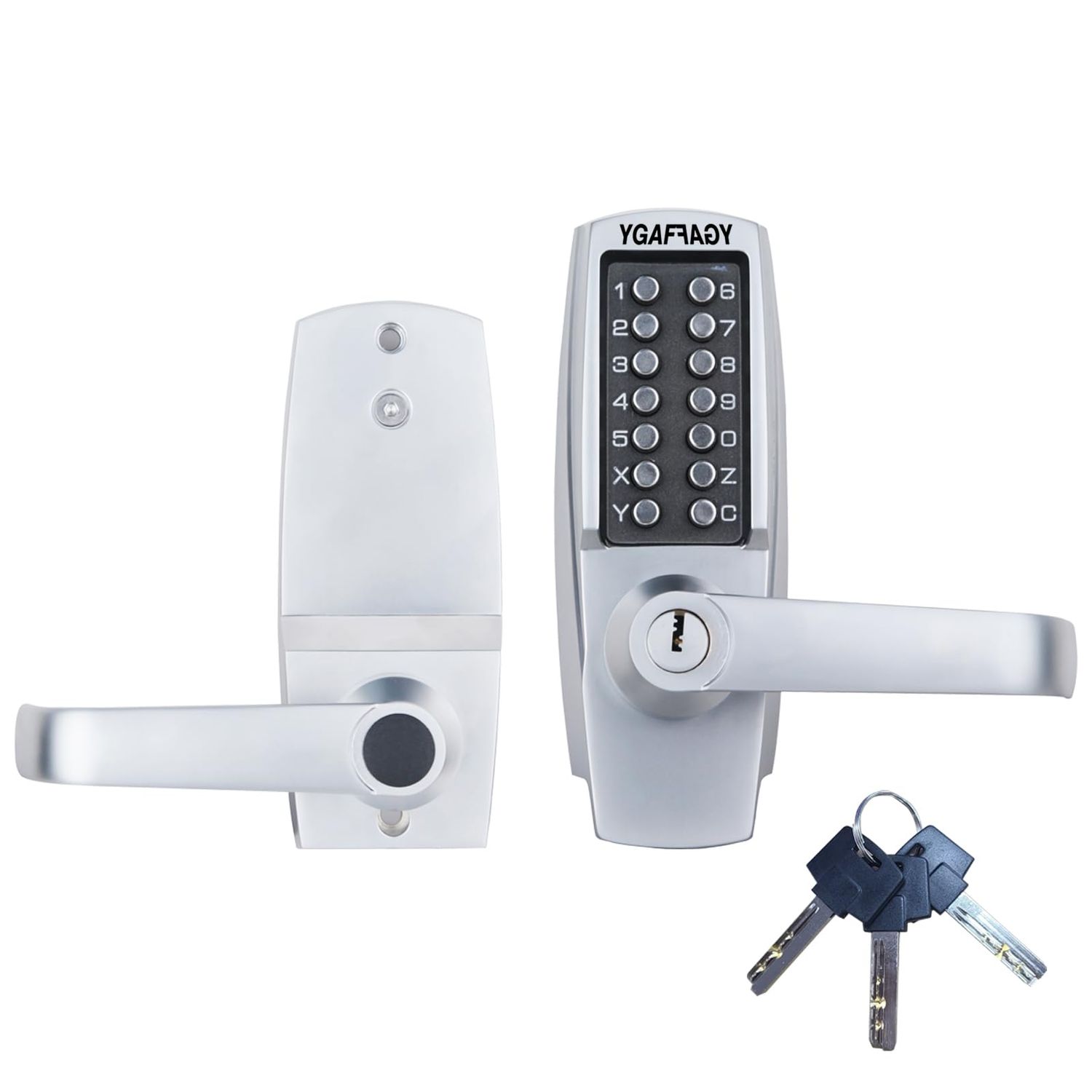 Mechanical Entry Door Lock, 14 Digital keypad, Weatherproof deadbolt with Handle, Security Heavy Duty Outdoor Lock Without Electronic