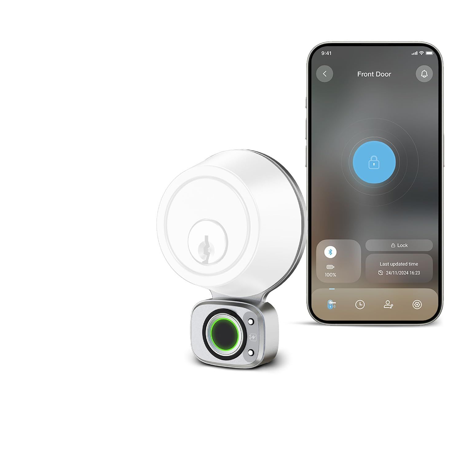 Lockly Access Touch, 3D Biometric Fingerprint Sensor, Retrofit Smart Lock, Turn Any Deadbolt Into a Lock (Satin Nickel)