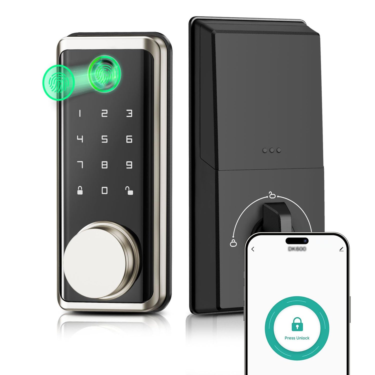 Smart Locks Front Door, Keyless Entry Door Lock with App Control, Fingerprint Deadbolt Alexa with Touchscreen Keypad Code, Bluetooth Electronic Dea