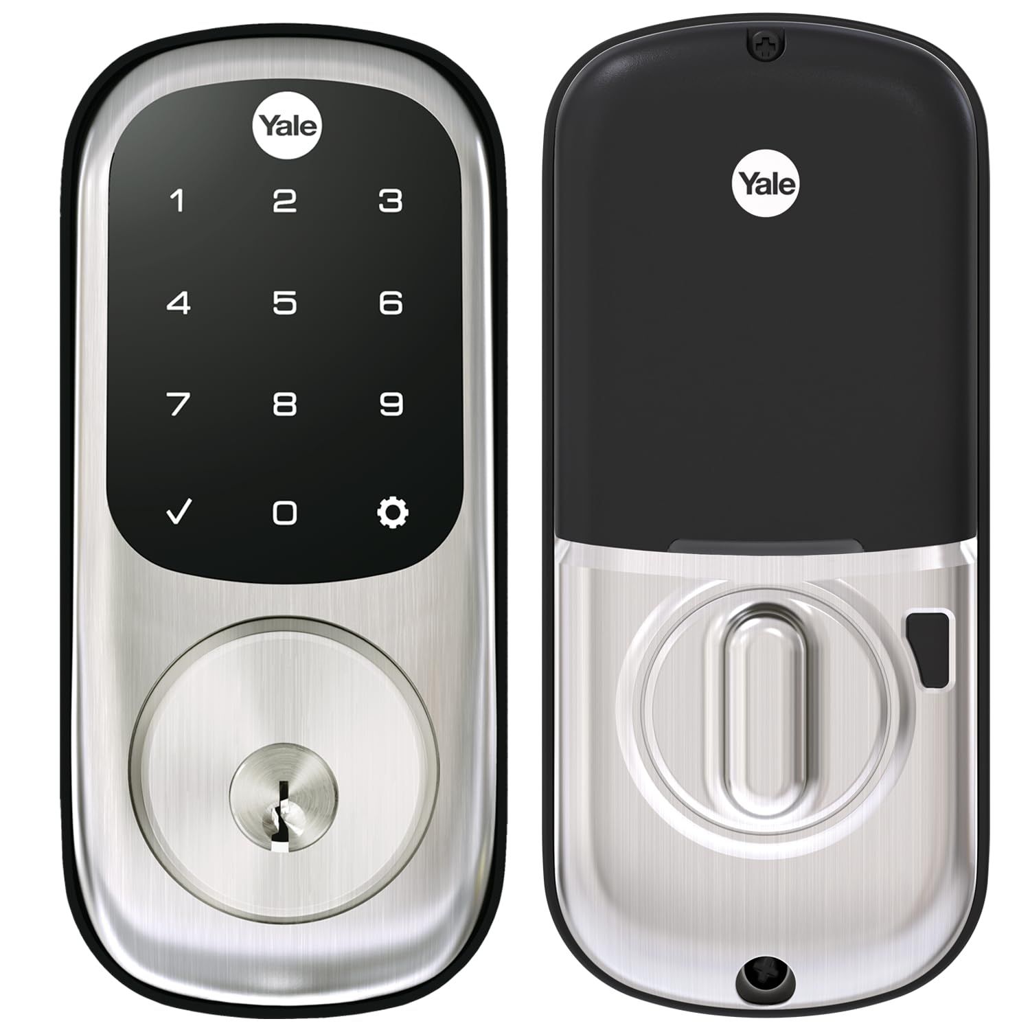 Yale Assure Lock Deadbolt, Satin Nickel Digital Touchscreen Keypad with Z-Wave and Backup Key for Front or Back Entry Door, YRD-ZW