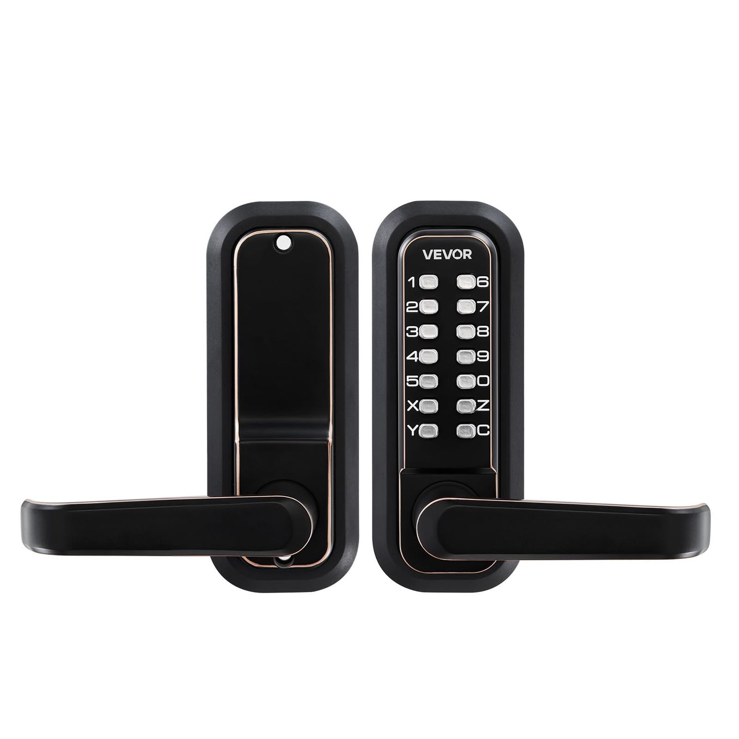 VEVOR Mechanical Keyless Entry Door Lock, 2.0 Code Upgrade, 4-7 Digits Code, Single-Sided Push Button Combination Keypad Lock with Handle