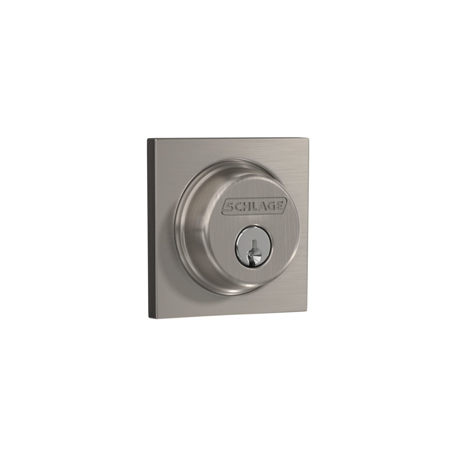 Schlage B60 N COL Deadbolt with Collins Trim, Keyed 1 Side, Highest Residential Security, Satin Nickel