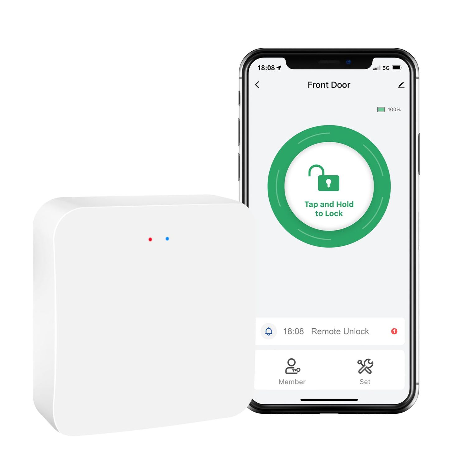 WiFi Gateway for YR01 YR05 Smart Lock with Handle, Compatible with Nice Digi App, Remotely Control Keyless Entry Door Lock, with Alexa t