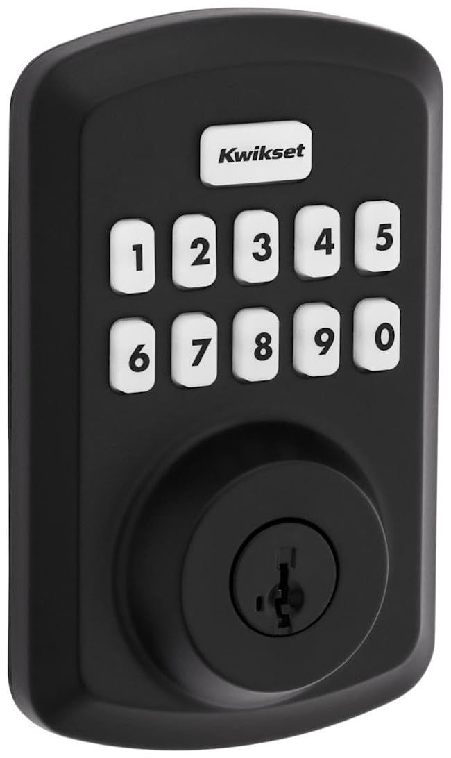 Kwikset TRS-S Transitional Powerbolt 2 Electronic SmartCode Deadbolt SmartKey with RCAL Latch and RCS Strike Matte Black Finish