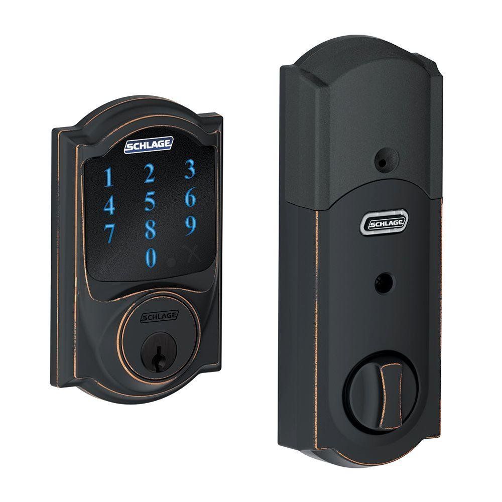 SCHLAGE Connect Camelot Touchscreen Deadbolt Smart Lock w/ Alarm (Aged Bronze)