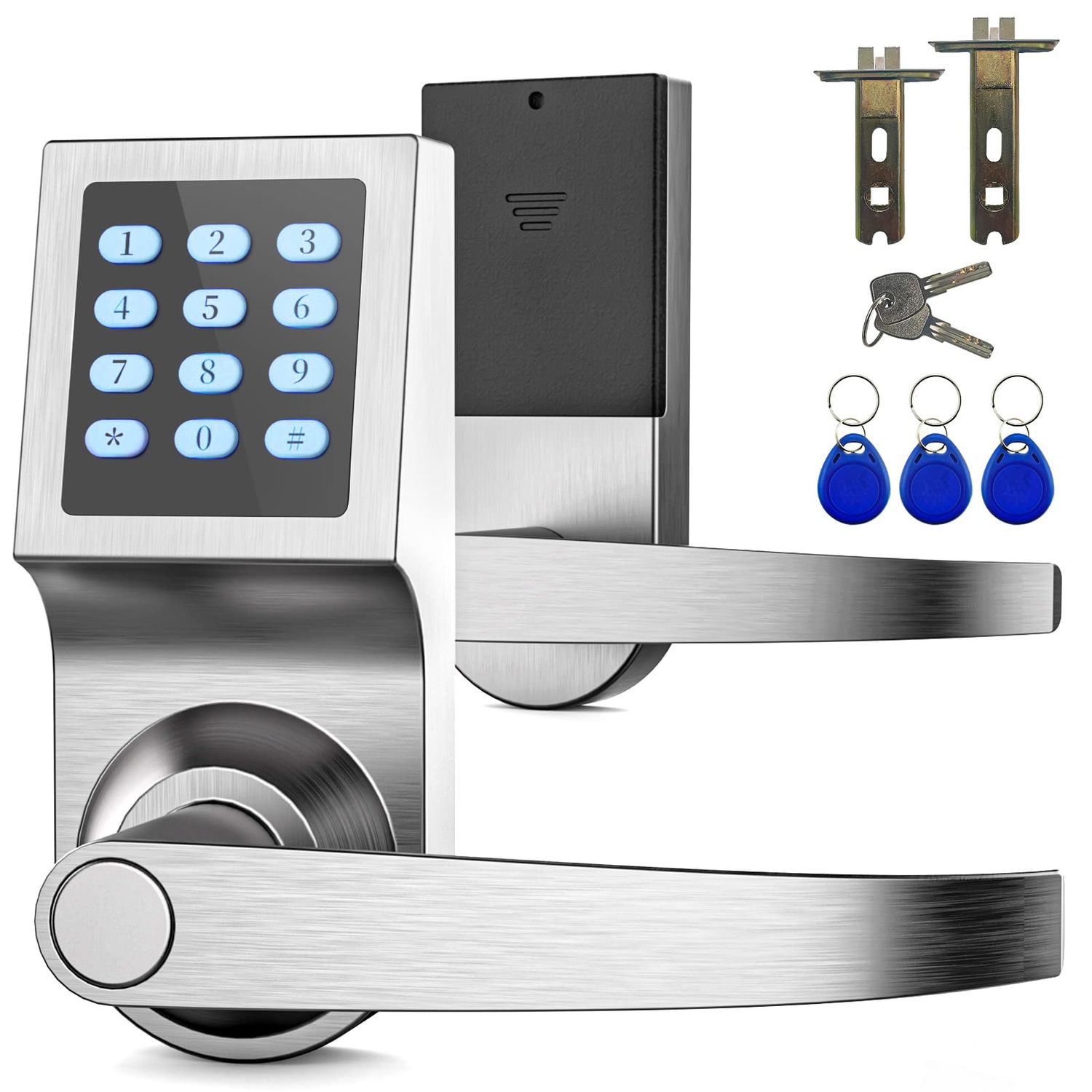 Keypad Door Lock with Handle, Commercial Keyless Lock, Smart Locks for Front Foor, Electronic Digital for Bedroom