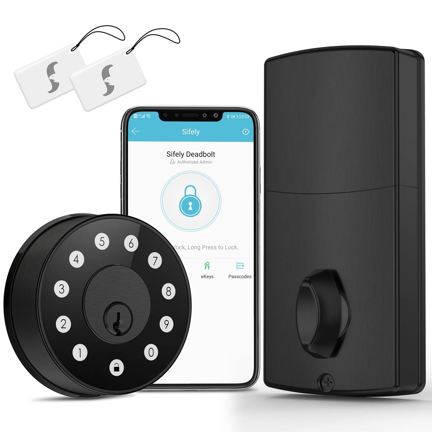 Keyless Deadbolt Smart Door Lock: Sifely Digital Entry Lock for Front Door, Code &amp; Fob Access, App Control, Auto