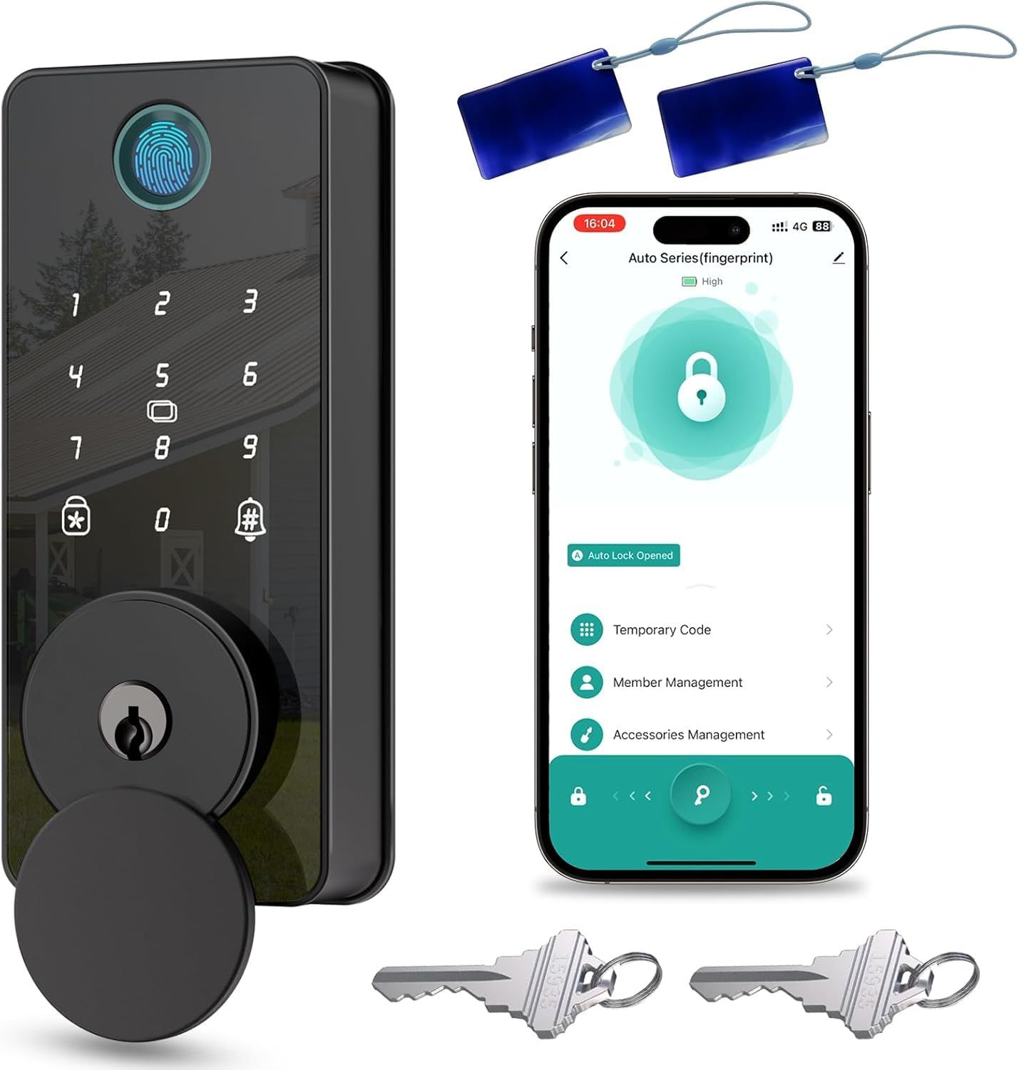 Keyless Entry Door Lock, Biquole Smart Lock with App Control, Fingerprint Electronic Keypad Deadbolt