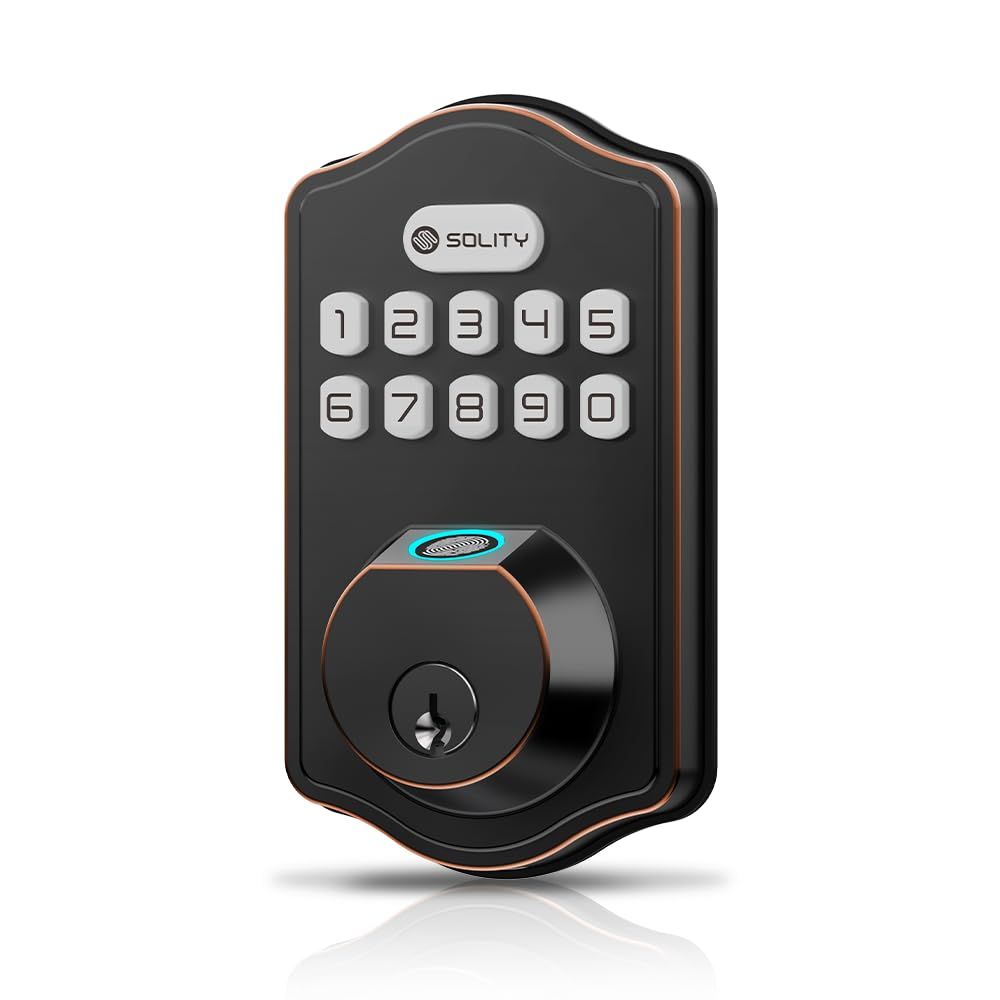 Solity Smart Digital Electronic Deadbolt Door Lock, Keyless Entry, Auto 50 Custom Codes &amp; Fingerprints