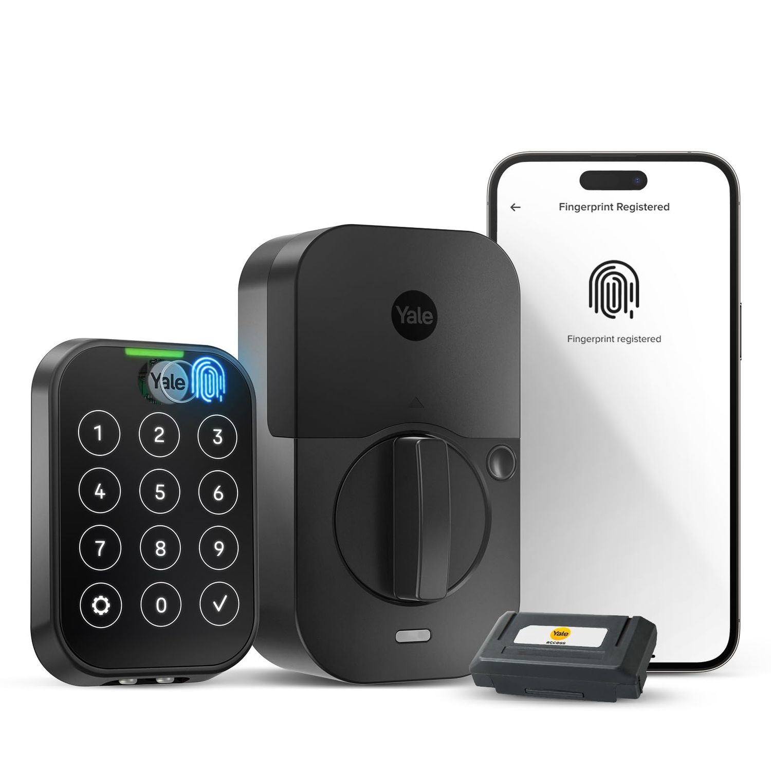 Yale Assure Lock 2 Touch Deadbolt, Black Suede Key-Free Smart Entry Door with Wi-Fi Connected Touchscreen Keypad and Fingerprint Scanner for C
