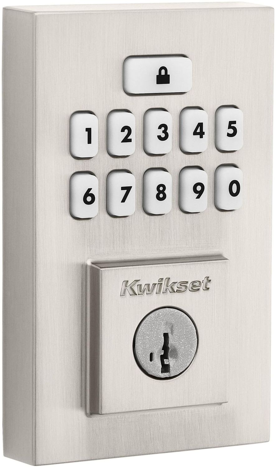 Kwikset CNT-15S Contemporary SmartCode Keypad Electronic Deadbolt SmartKey Satin Nickel Finish