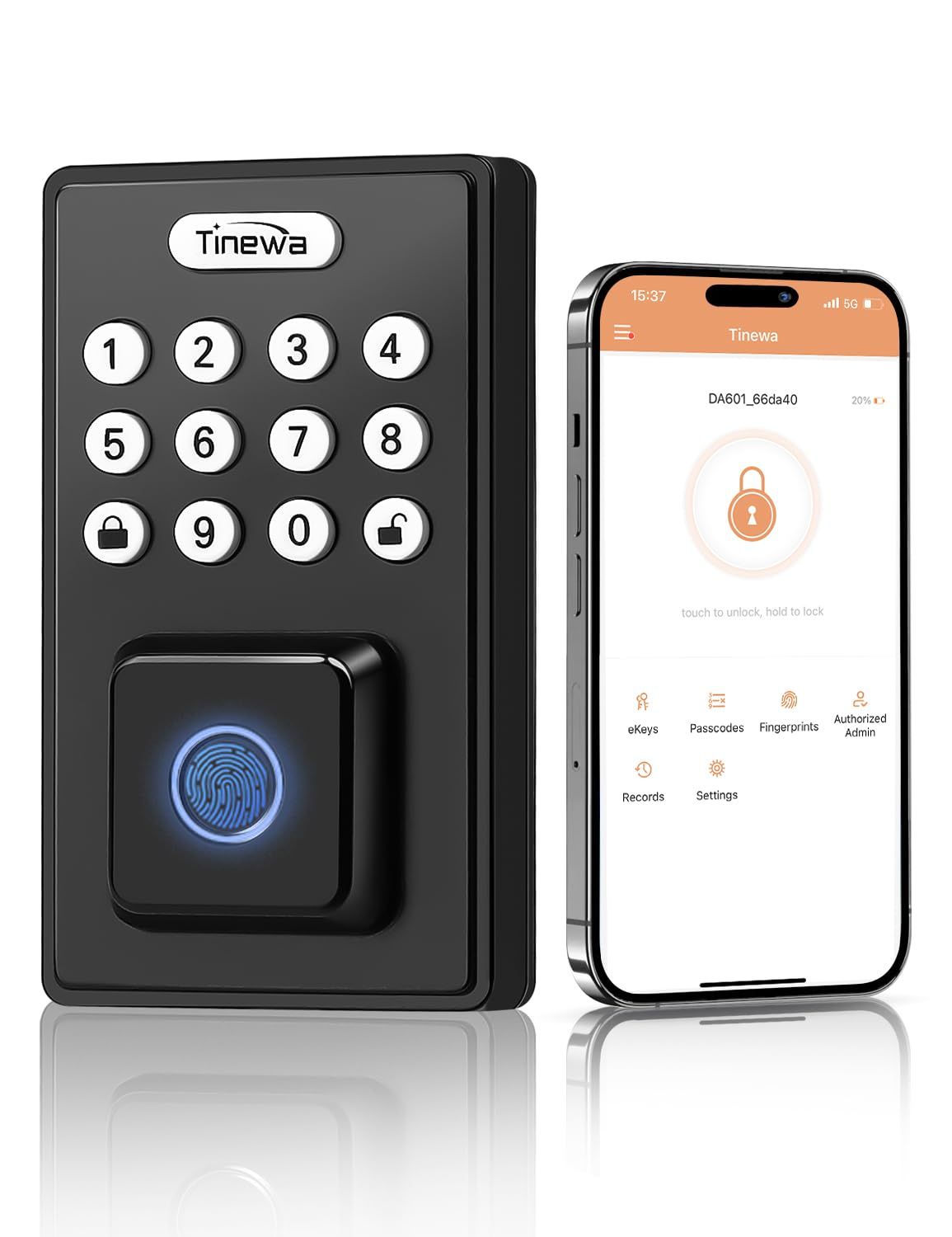 Fingerprint Entry Door Lock, Exterior Smart Lock for Home &amp; Apartment, Electronic Code Keypad Deadbolt with Keys, Black Locks for Front