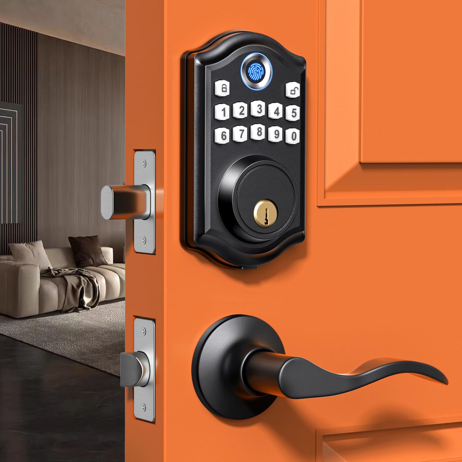 Fingerprint Door Lock, Keyless Entry, Electronic Keypad Deadbolt, Front Biometric Smart Lock