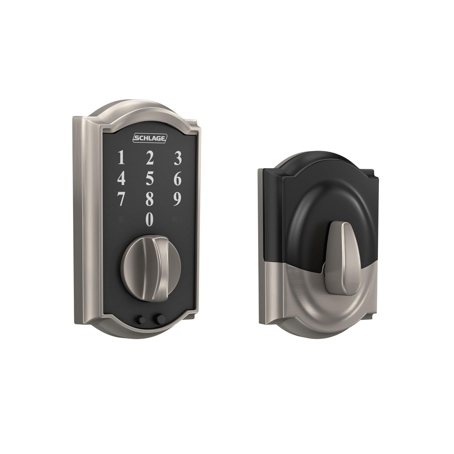 Schlage BE CAM Touch Camelot Deadbolt, Electronic Keyless Entry Lock, Satin Nickel