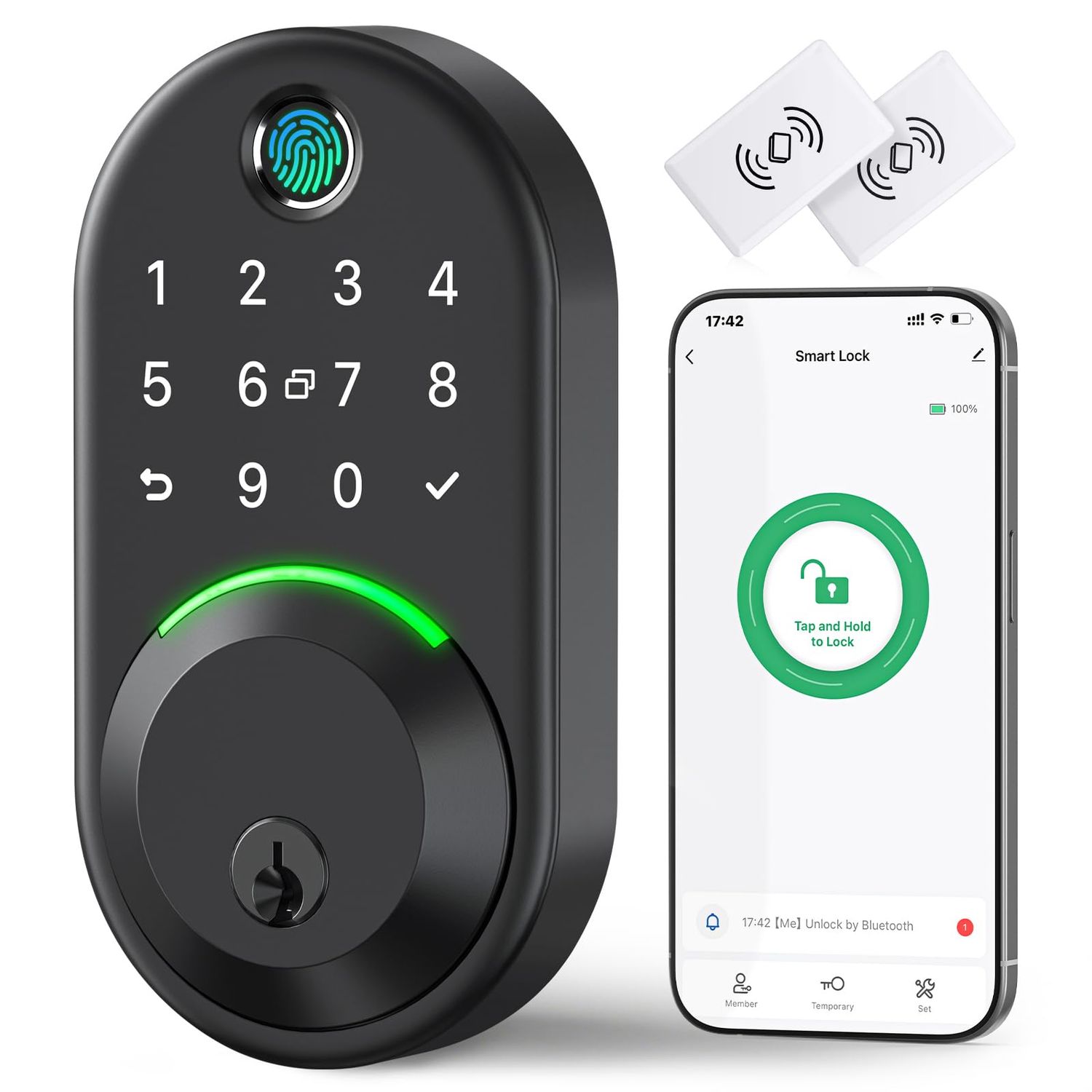 Smart Deadbolt Door Lock with Keypad:Yamiry Fingerprint Keyless Entry Deadbolt, Digital Locks for Front Door, Electronic Code, Easy Installation