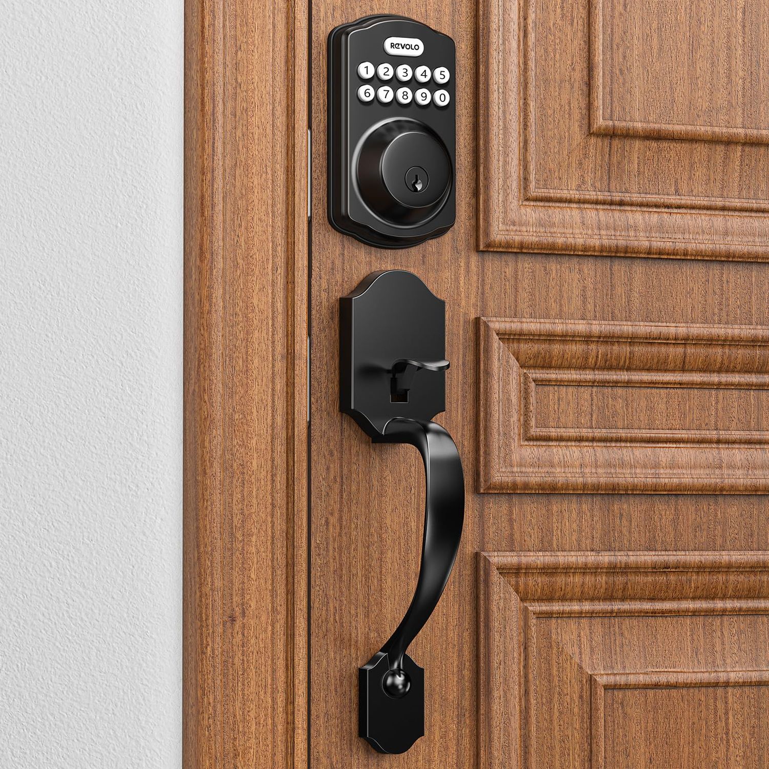 Revolo RE Electronic Keypad Deadbolt, Keyless Entry Door Lock, Smart Keyed with Handle, Auto Lock