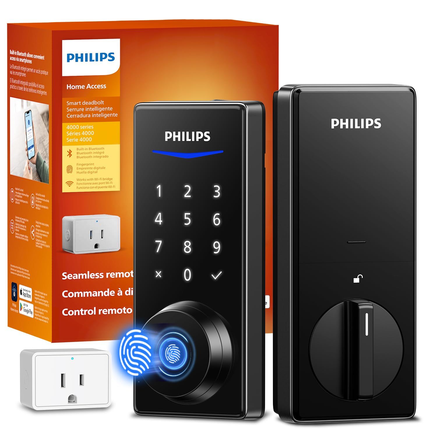 Philips Wi-Fi Smart Door Lock, Keyless Entry Lock with App Control, Fingerprint ID, Auto