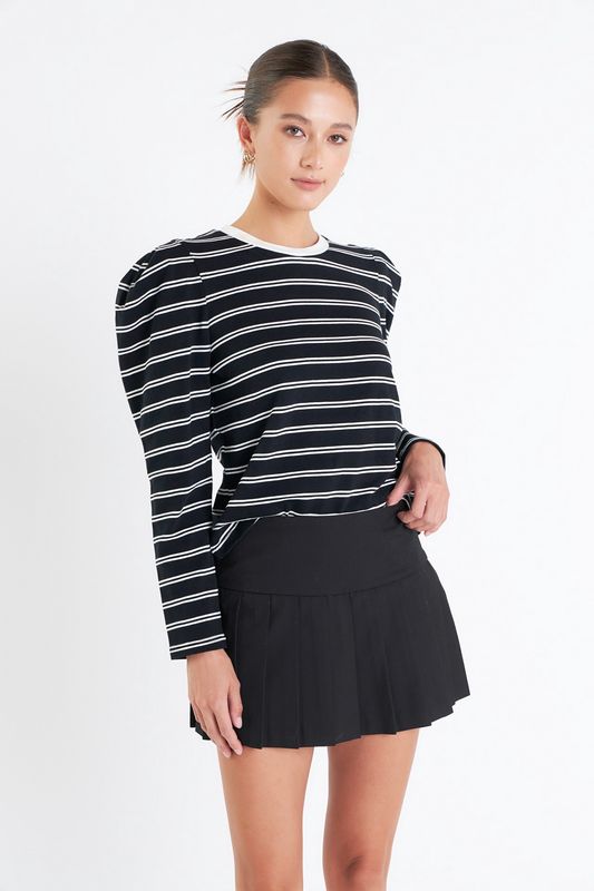 Striped Puff Sleeve Top
