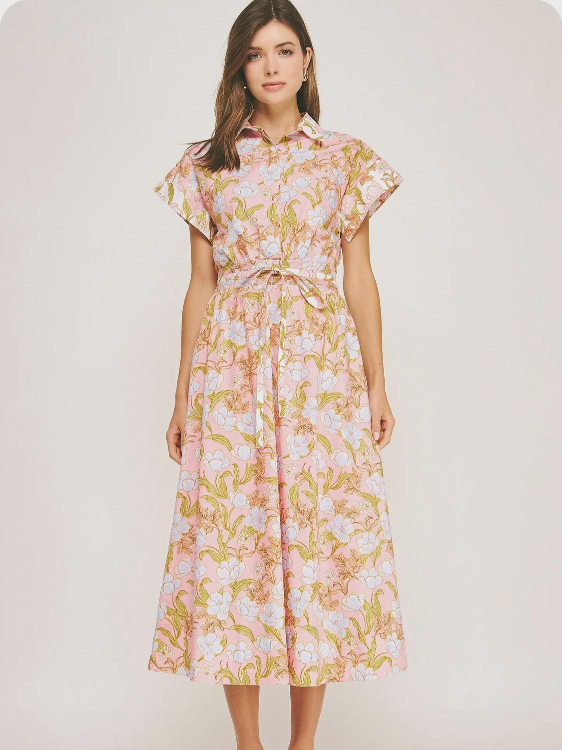 Floral Print Block Midi