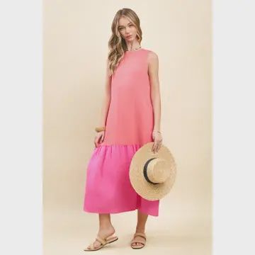 Pink Colorblock Midi