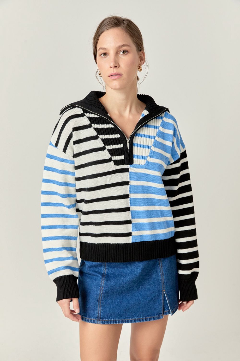 Blue/Black Zip Sweater
