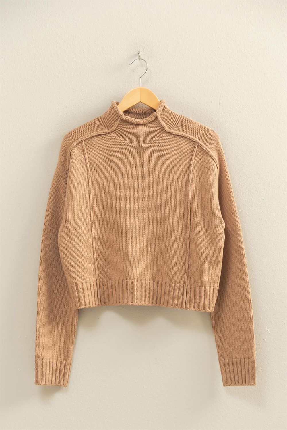 Taupe High Roll Sweater