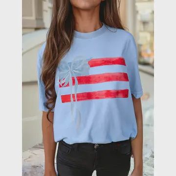American Flag Bow Tee