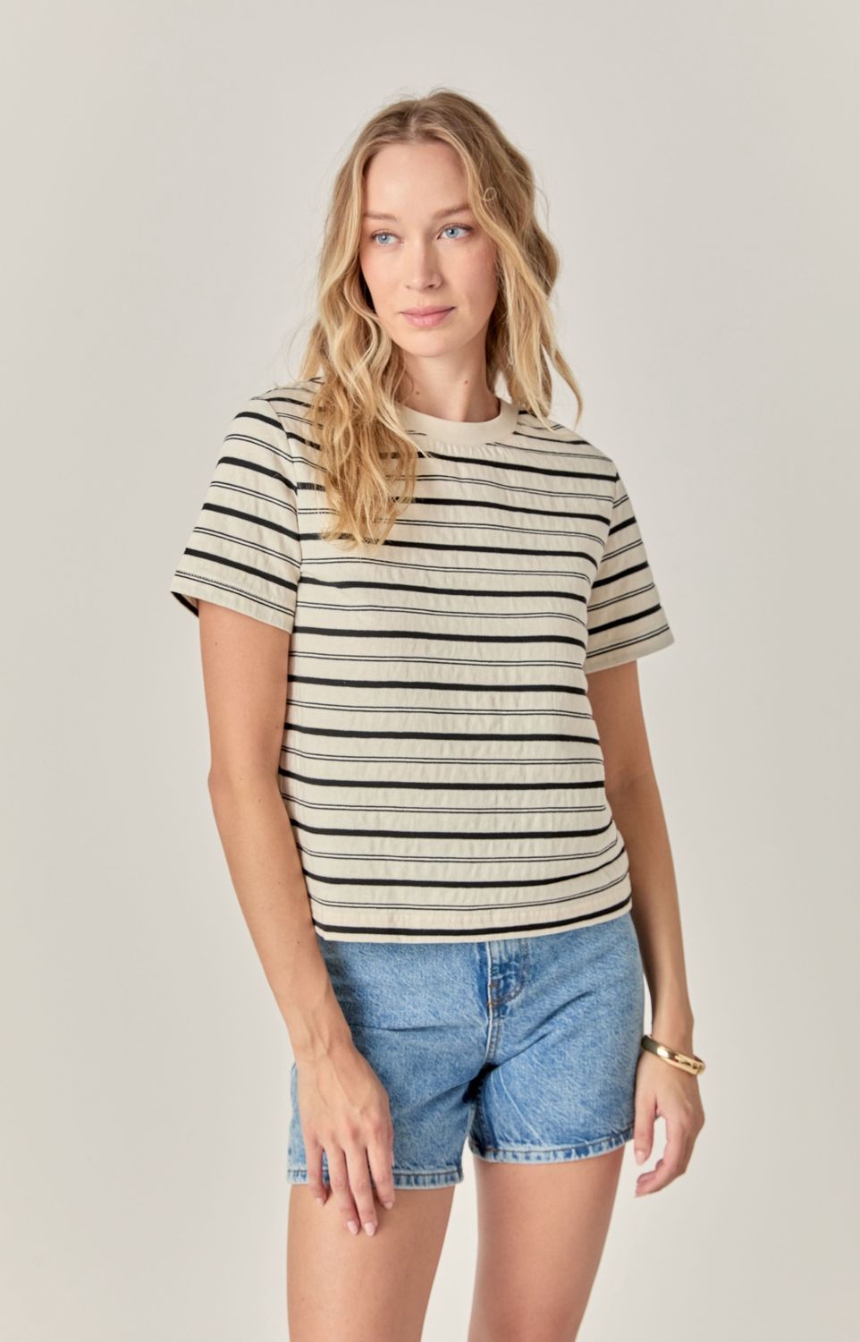 White and Black Striped Top
