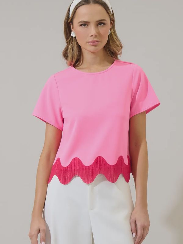 Neon pink wave crop top