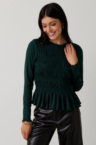 Green Smocked Top