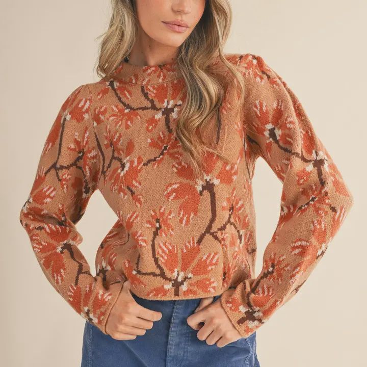 Floral Mock Neck