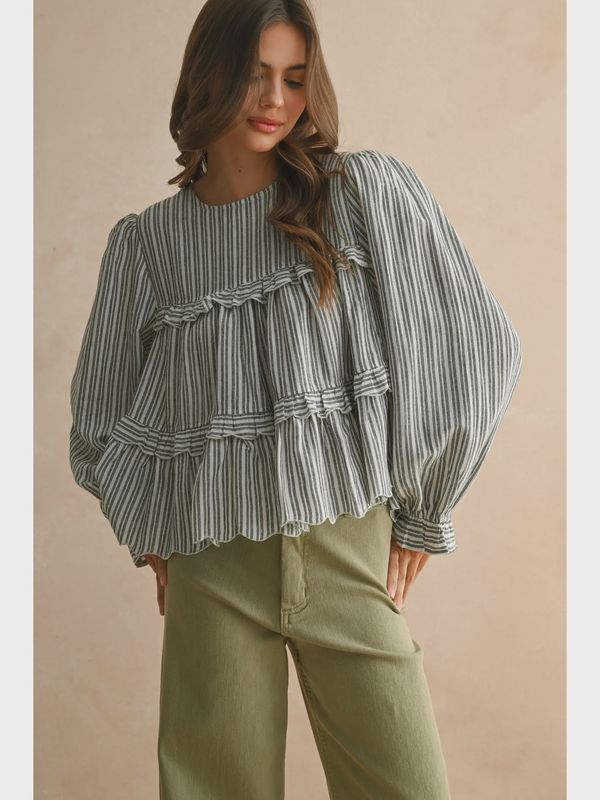 Striped Ruffle Blouse