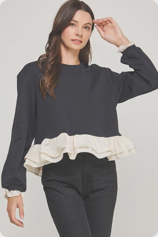 Ruffle Hem Sweatshirt