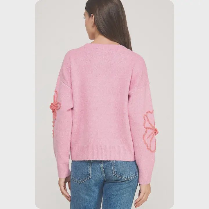 Pink Embroidered Sweater