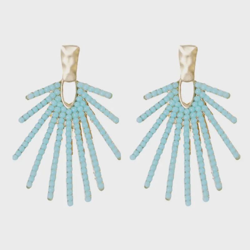 Light Turquoise Sunburst Statement Drop Earrings