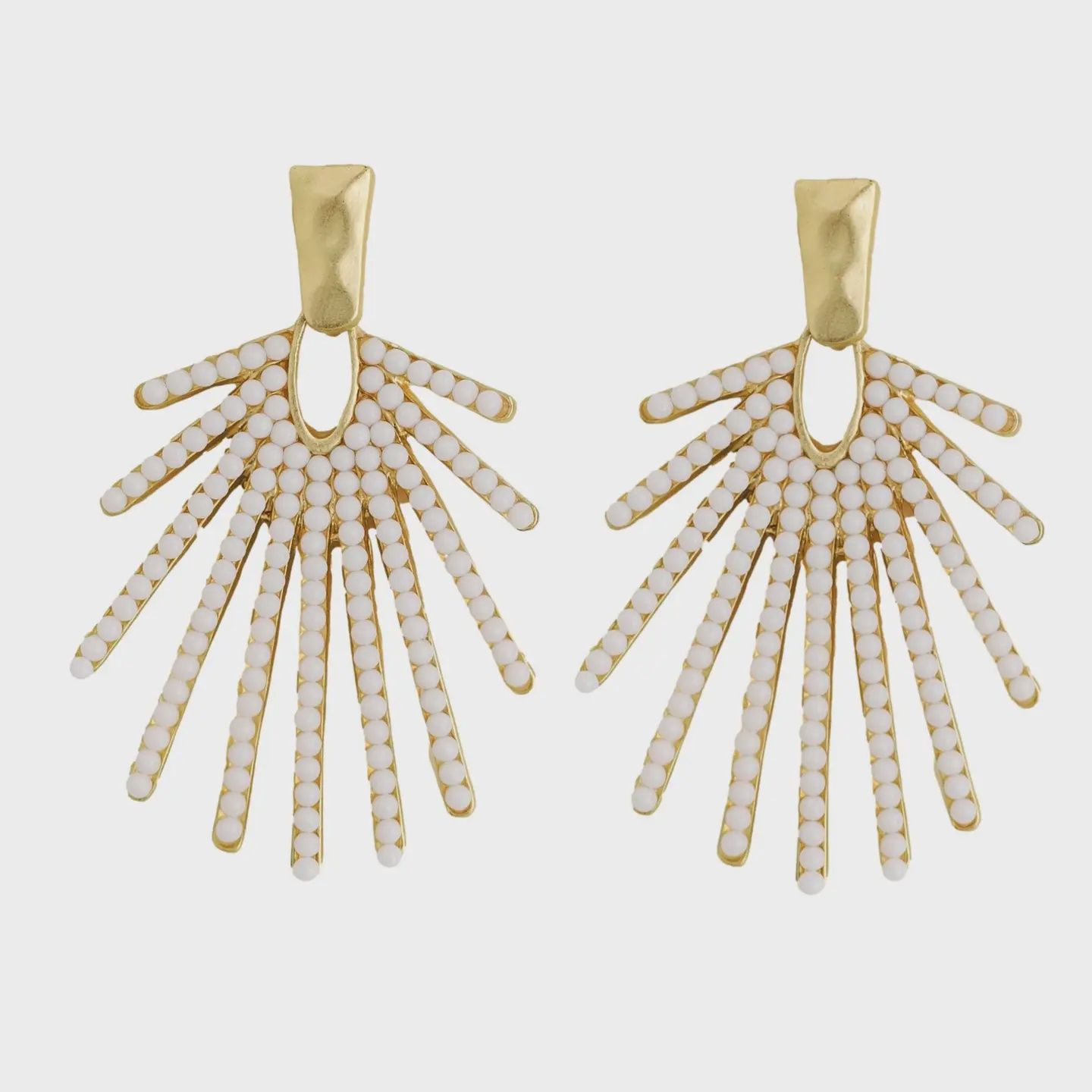 White Sunburst Statement Drop Earrings