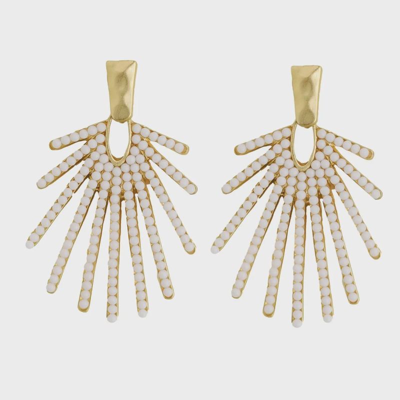 White Sunburst Statement Drop Earrings