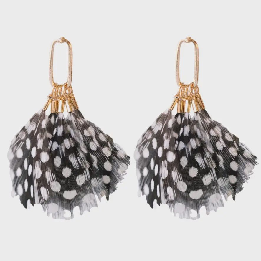 Spotted Feather Fall Statement Tassel Earrings