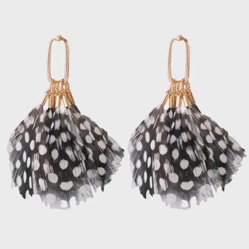 Spotted Feather Fall Statement Tassel Earrings