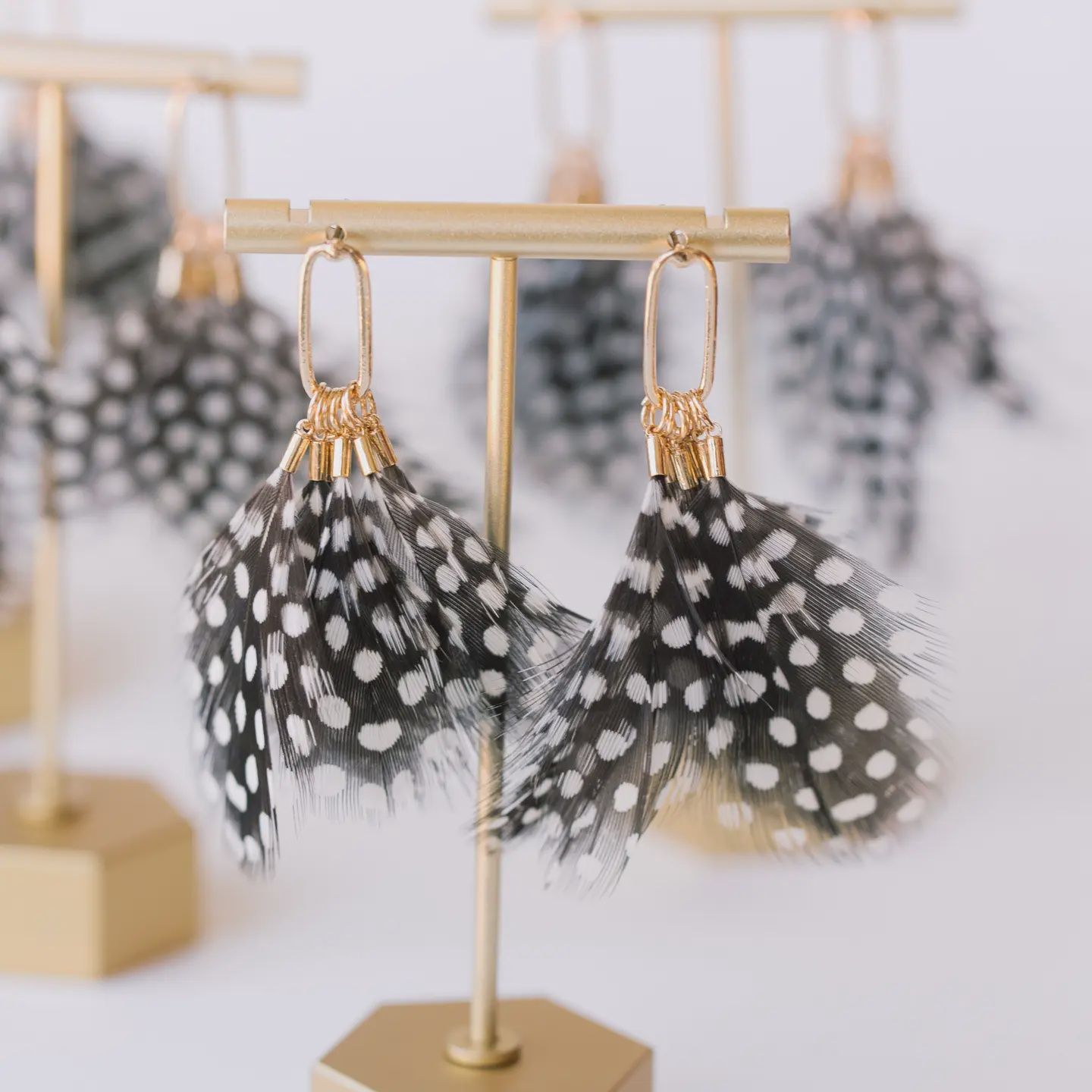 Spotted Feather Fall Statement Tassel Earrings