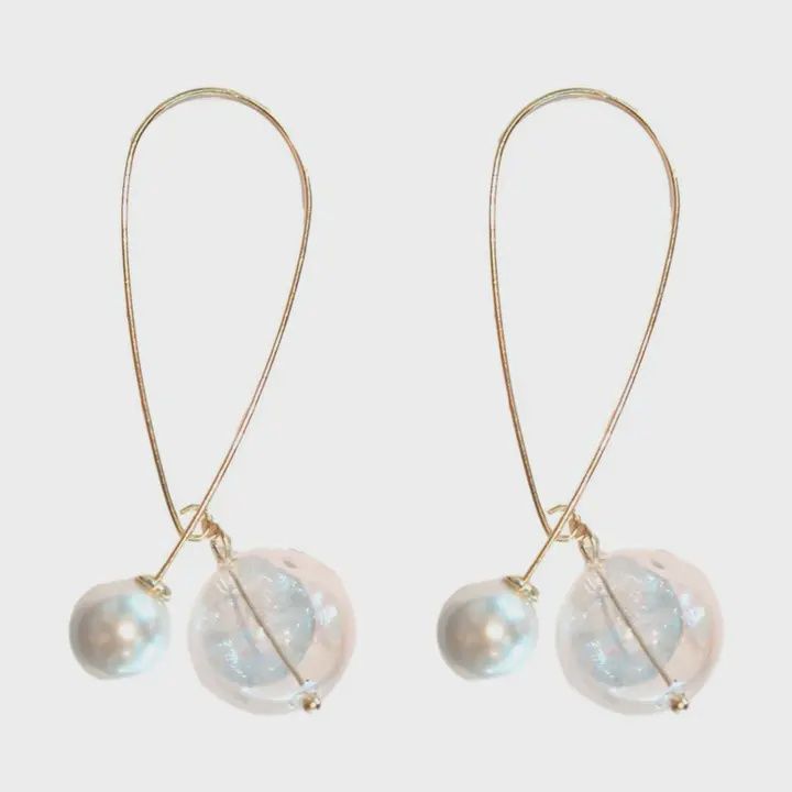 Pearl and Glass Statement Threader Earrings