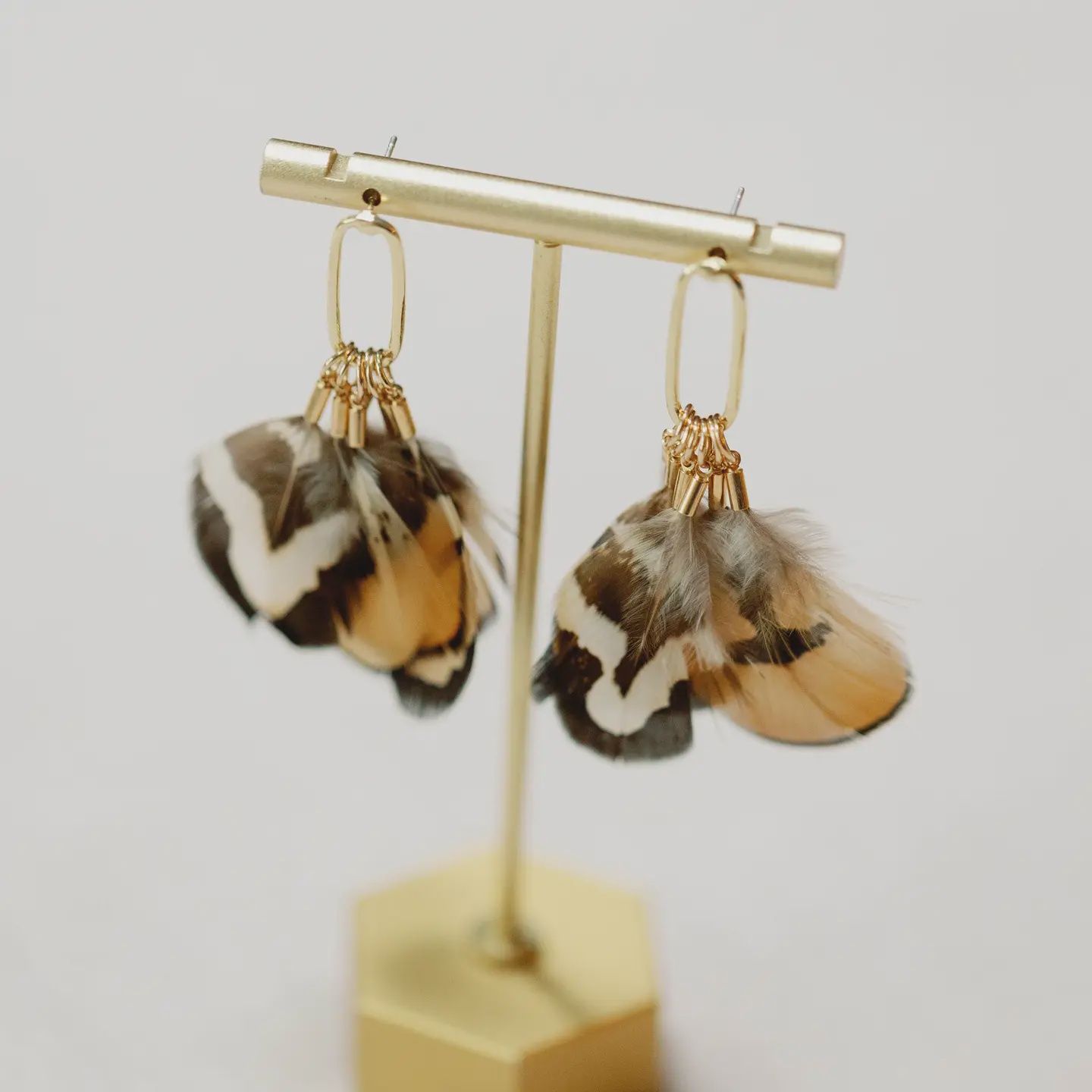 Quail Feather Fall Statement Tassel Earrings