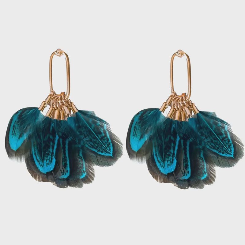 Peacock Feather Fall Statement Tassel Earrings