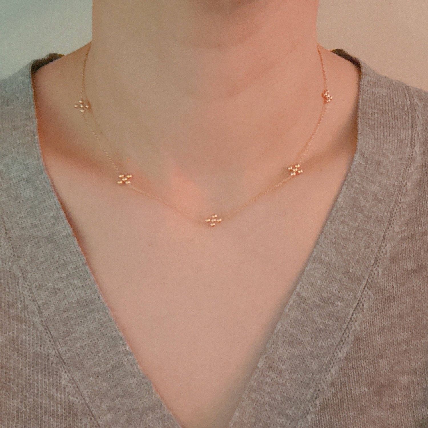 Dot Dot Golden Cross Necklace - Water &amp; Tarnish Resistant