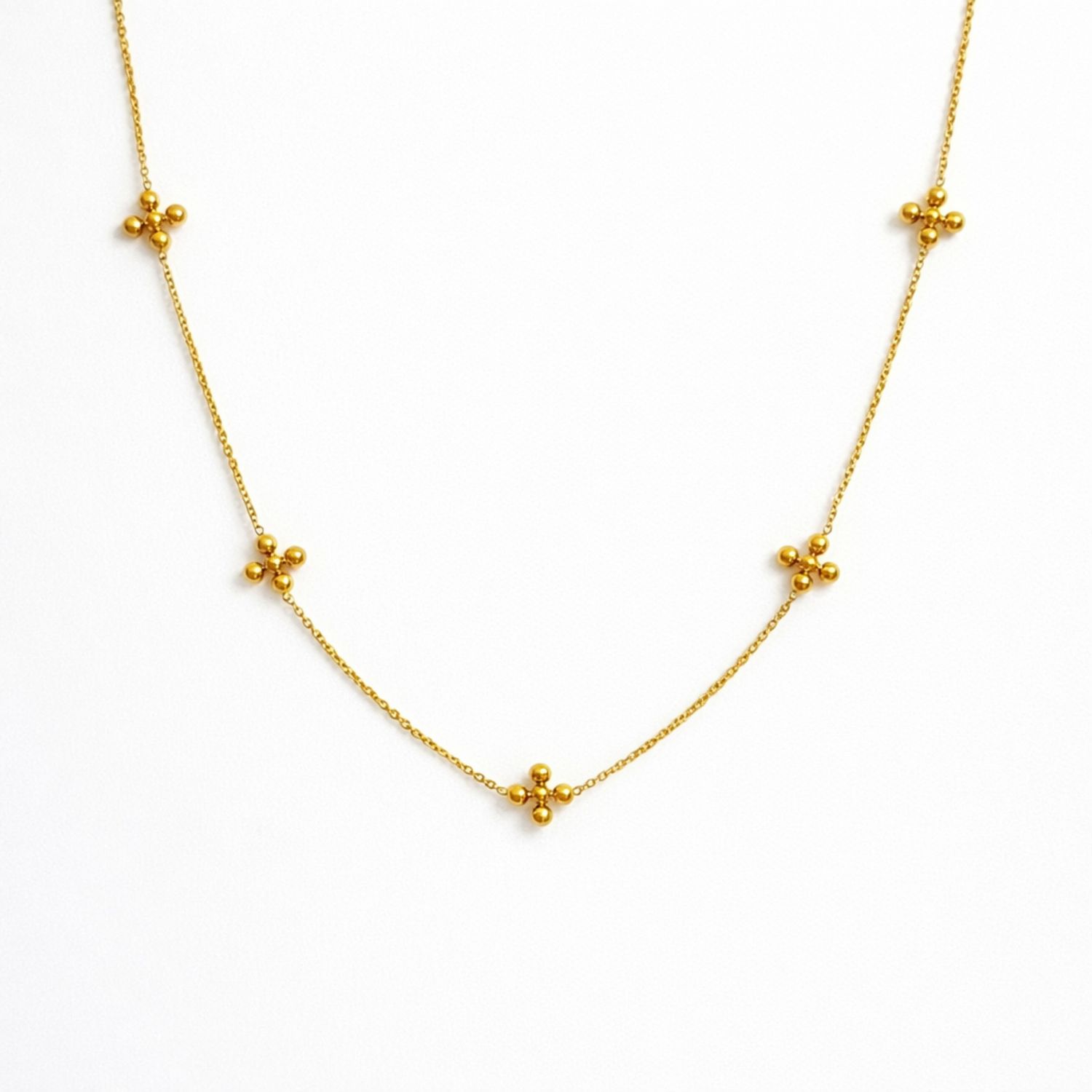 Dot Dot Golden Cross Necklace - Water &amp; Tarnish Resistant