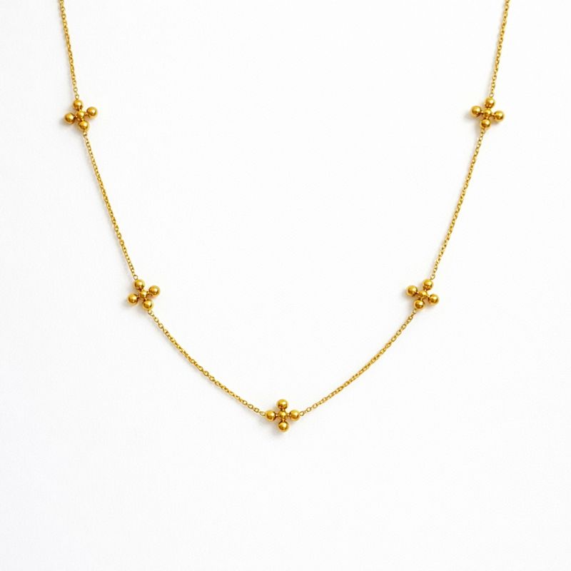 Dot Dot Golden Cross Necklace - Water &amp; Tarnish Resistant